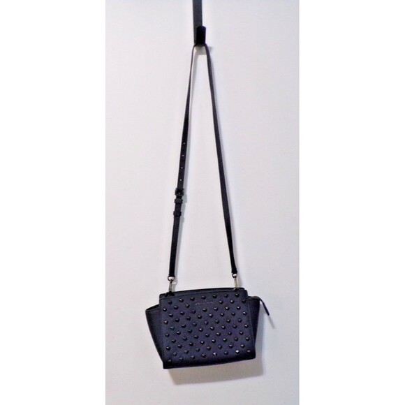 Michael Kors Navy Blue Black Studs Handbag Crossbody Adj Strap - Picture 1 of 9